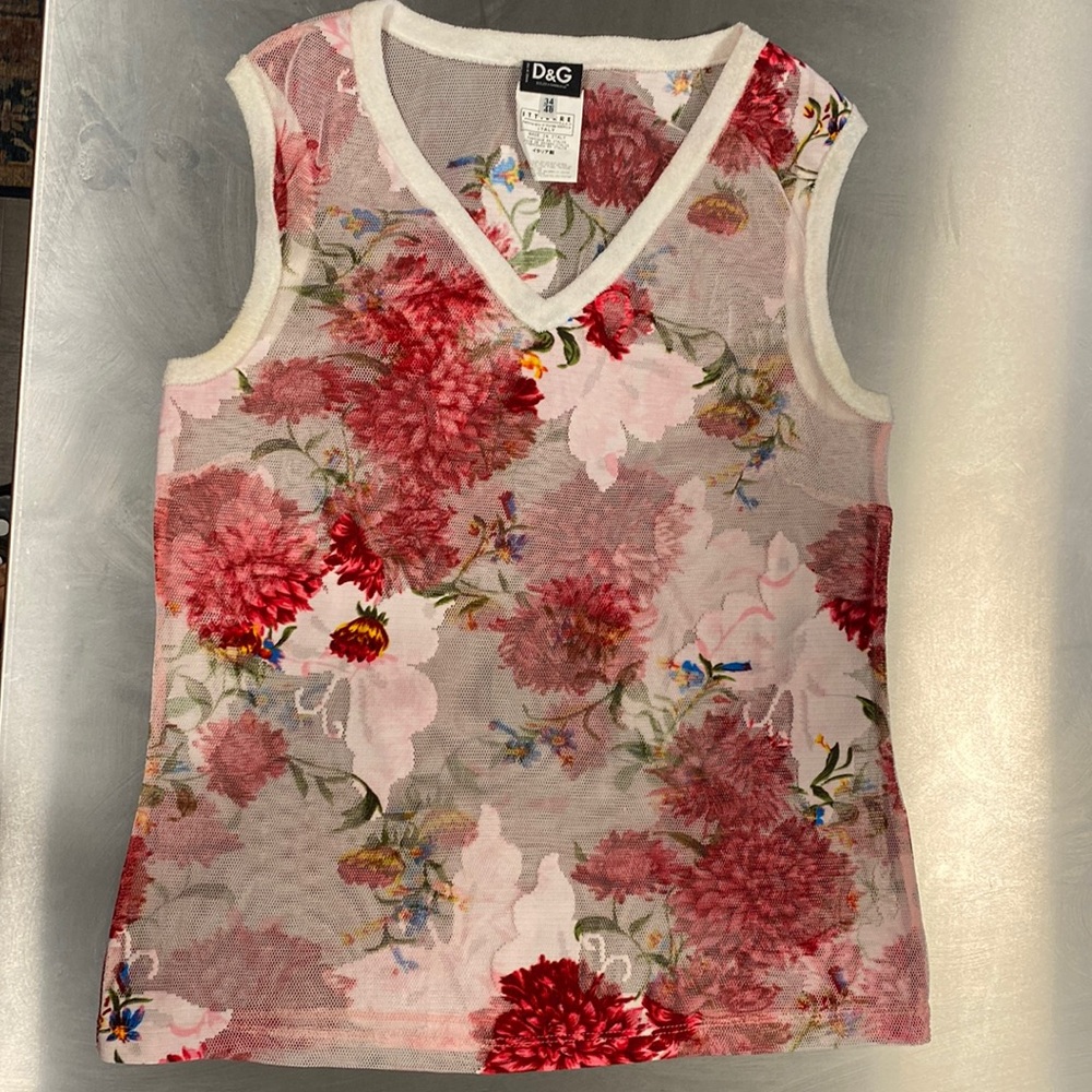 Dolce and Gabbana sheer floral tank. Made in Italy
